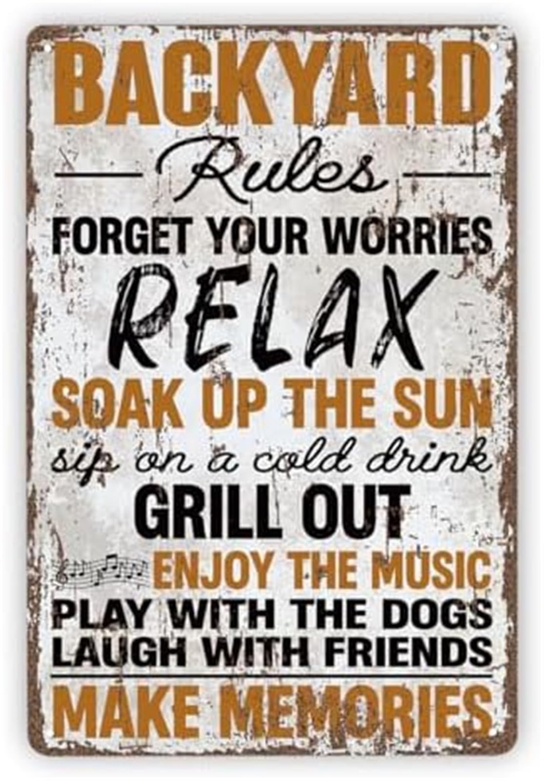 ICYJRFHLTF Rustic Backyard Relaxation Sign Outdoor Garden Patio Wall Decor Farmhouse Porch Yard Art 8 X 12 in