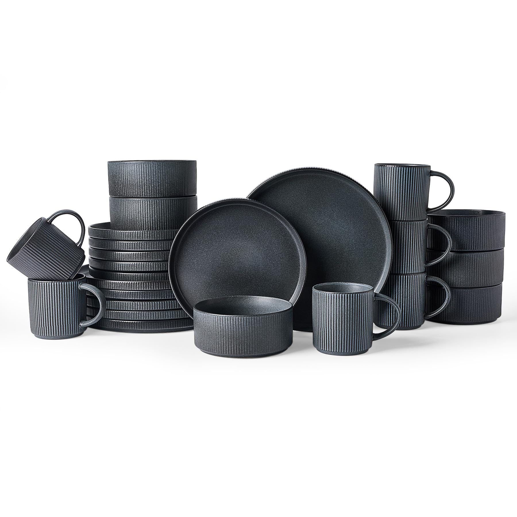 Famiware Star Dinnerware Sets with Mugs, Ceramic Plates and Bowls Set for 6