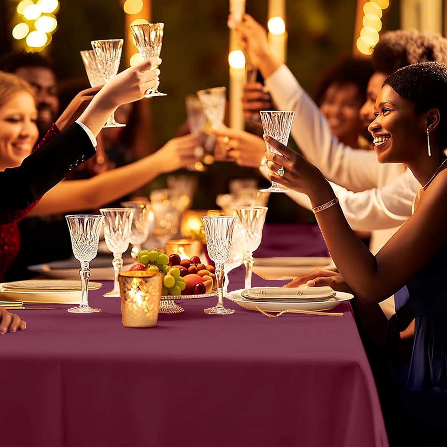 54 Inch X 300 Feet Plastic Table Cover Roll Premium Disposable Plastic Tablecloth for All Type/Shape Tables | Picnic, Party, Banquet, Birthdays, Weddings (Burgundy, 54 Inch X 300 Feet) image 5