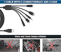 Vista 5 de Xahpower Cable cargador USB 5 en 1 para Nintendo DS Lite, 3DS, DS y Gameboy Advance SPPSP 100020003000
