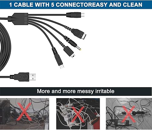 Miniatura 5 de Xahpower Cable cargador USB 5 en 1 para Nintendo DS Lite, 3DS, DS y Gameboy Advance SPPSP 100020003000
