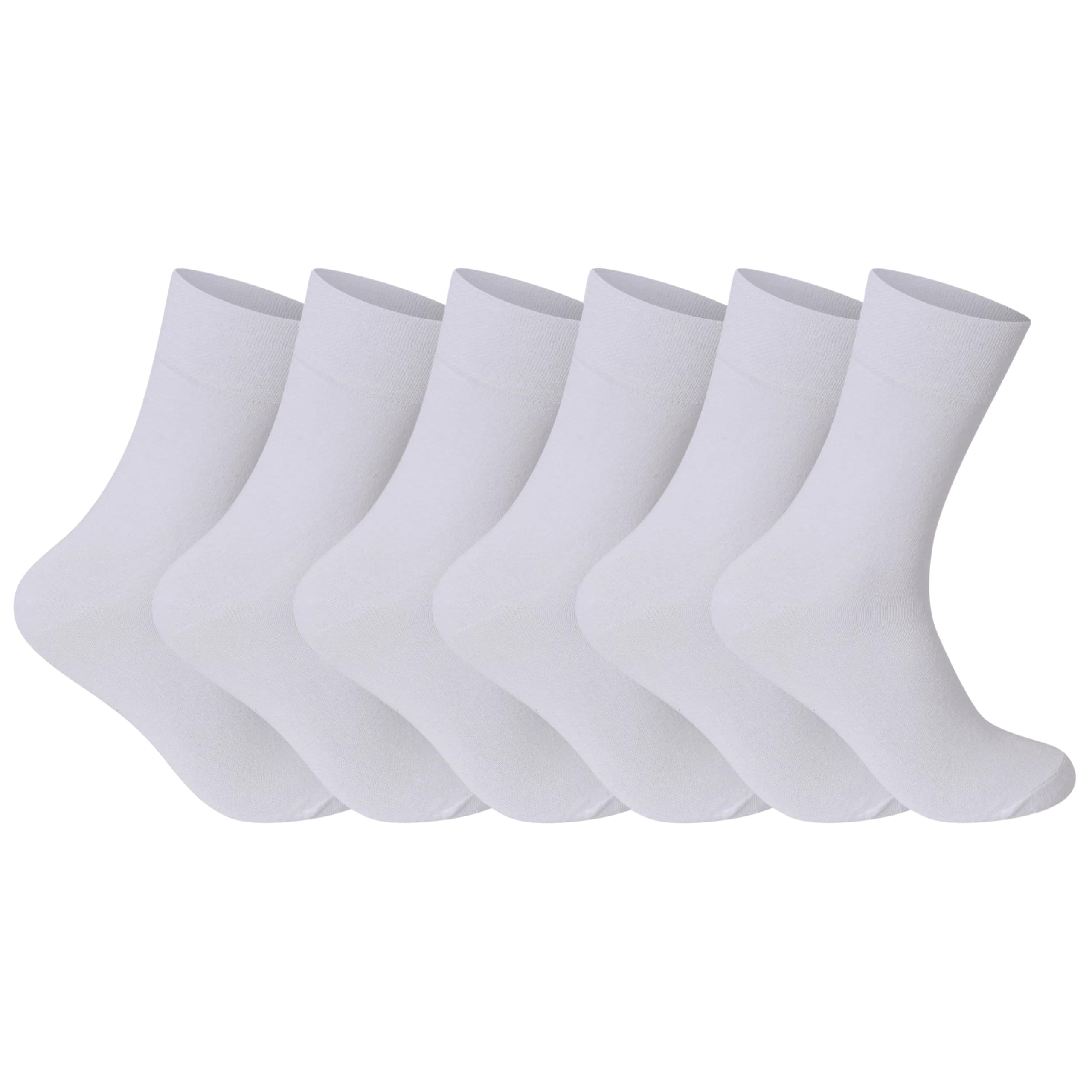ShopMCR 6 Pairs Women’s Loose Top Diabetic Socks – Stretchable Cotton Non-Binding Socks for Swollen Feet, Circulation, and Comfort – UK Size 4-8 (6 Pairs, White)