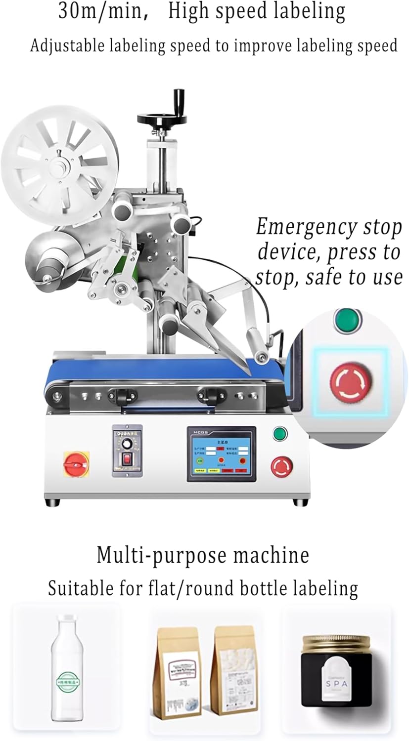 Fully Automatic Small Labeling Machine with Conveyor Belt, Self-Adhesive Label Applicator, Suitable for Packaging Boxes, Bags, Round Bottles, Efficient Labeling Solution