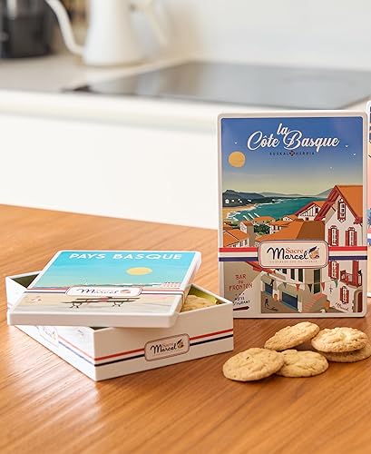 Miniatura 3 de Sacré Marcel - Lata coleccionable vasca Cote con galletas crujientes de avellana, 3.5 onzas