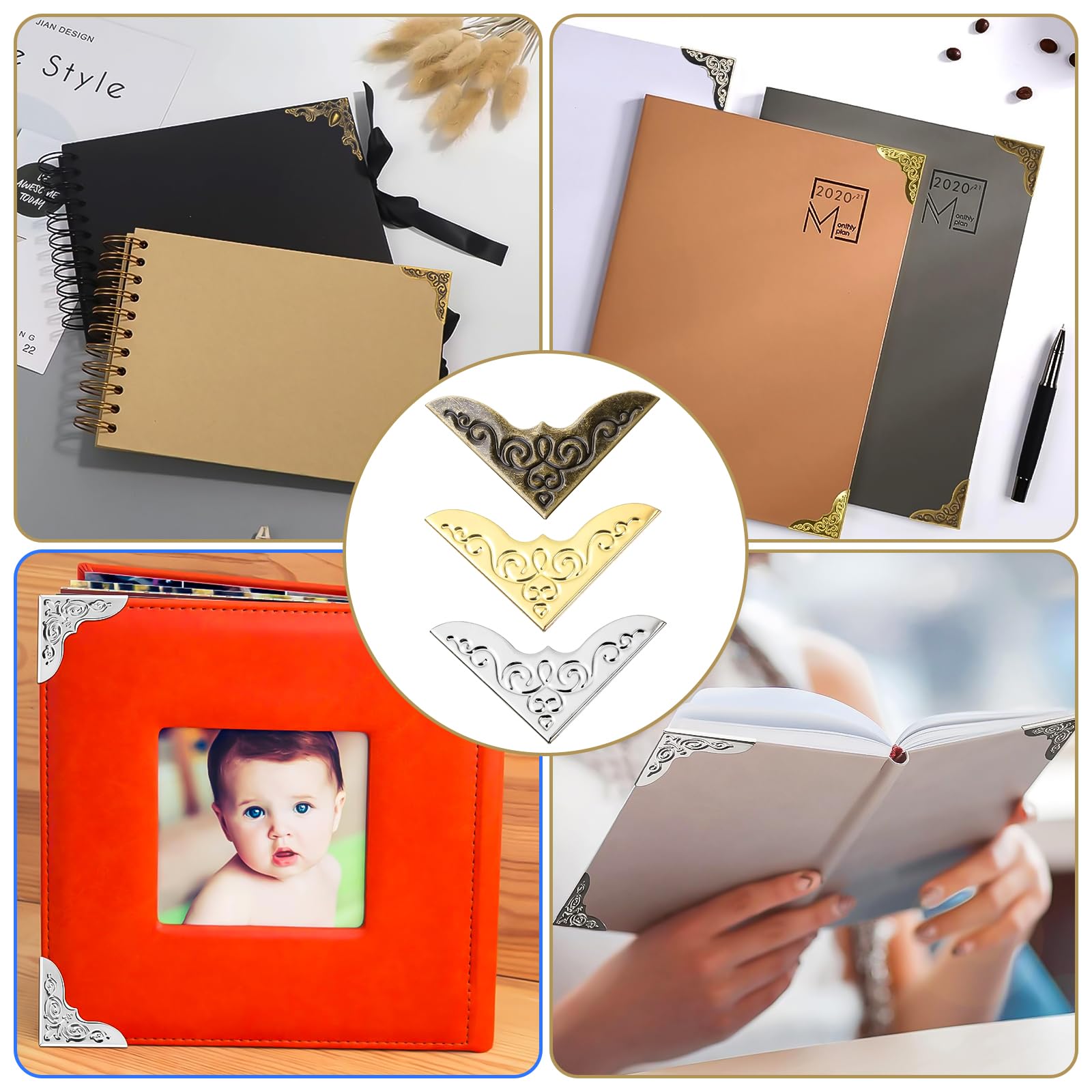 360 Angoli Protettori Per Libri In Metallo - 23mm E 30mm, 3 Colori, Per Album E Decorazioni - Foto 11