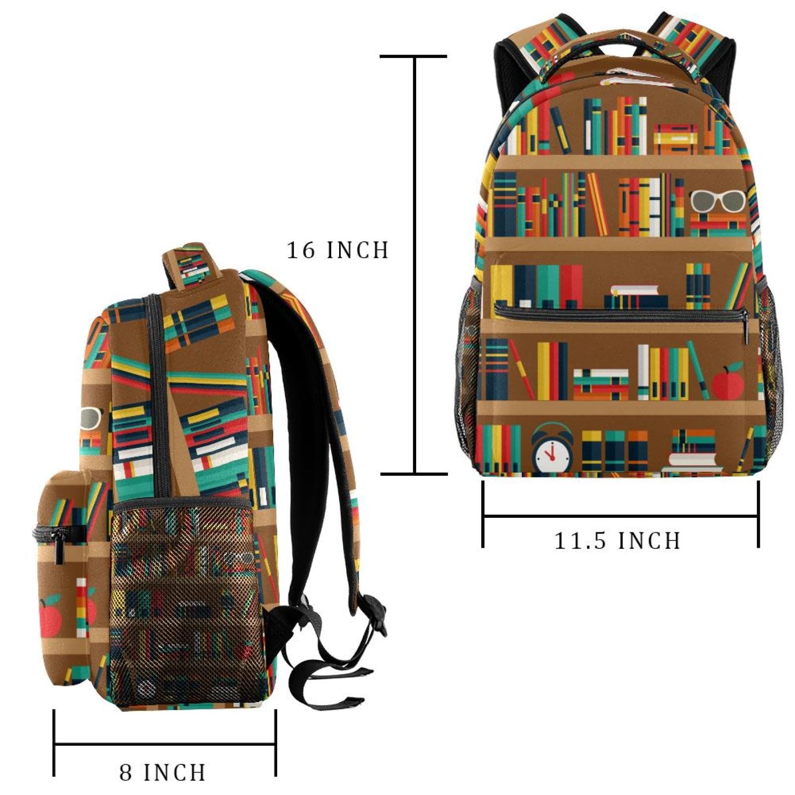 Zaino scolastico con scaffali per libri per uomini e donne, borsa da viaggio con scomparti per laptop, borsa leggera per la scuola, zaino medio per ragazzi e ragazze