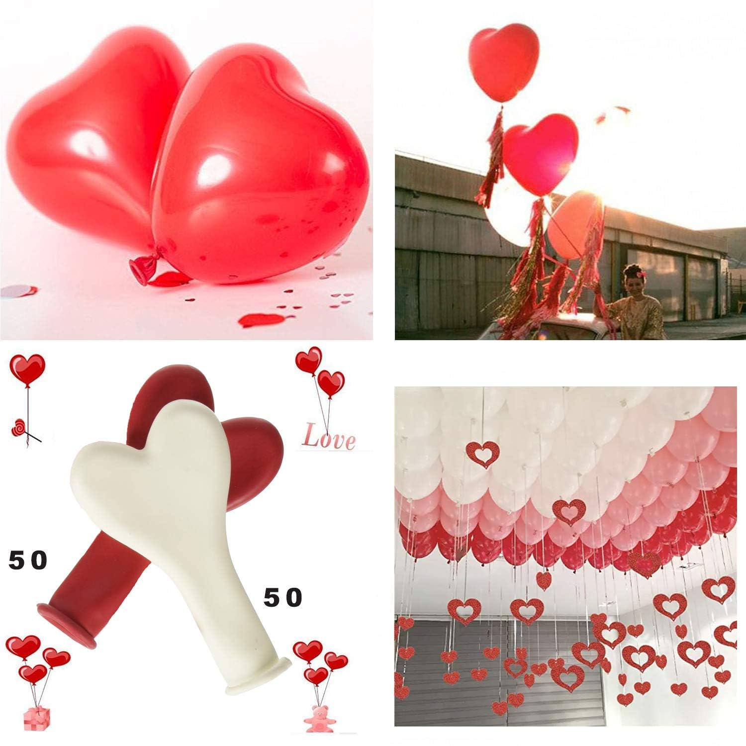 Palloncini Foil Cuore Bianco Crema, 24 Pezzi Palloncini Elio Cuore Bianco, Palloncini per Valentines Day, Palloncini Cuore per Nozze, Decorazione Festa di Compleanno di San Valentino