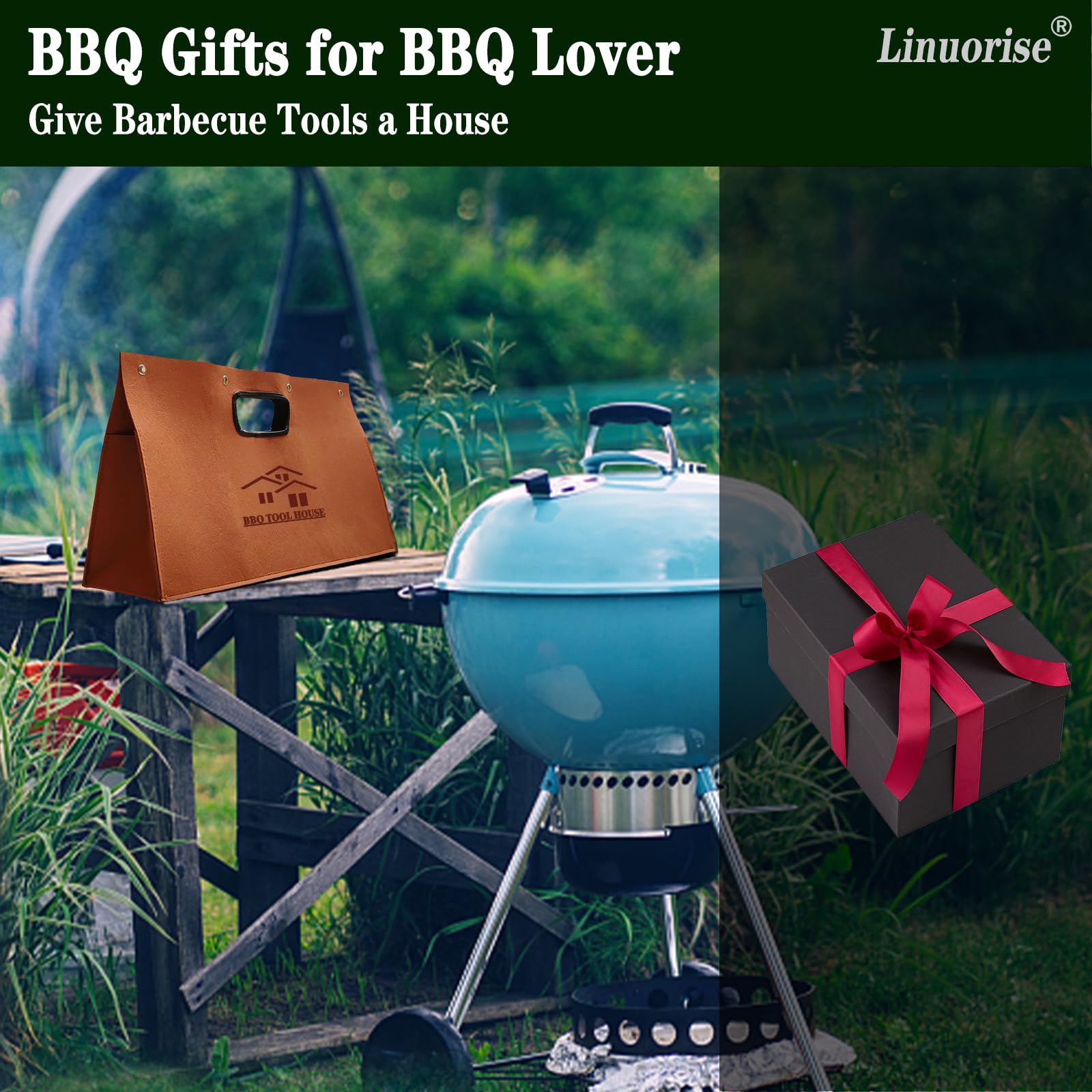Bolsa de almacenamiento de accesorios para parrilla; organizador de herramientas para barbacoa y parrilla; regalos de barbacoa para hombres (tela de fieltro gruesa) 6