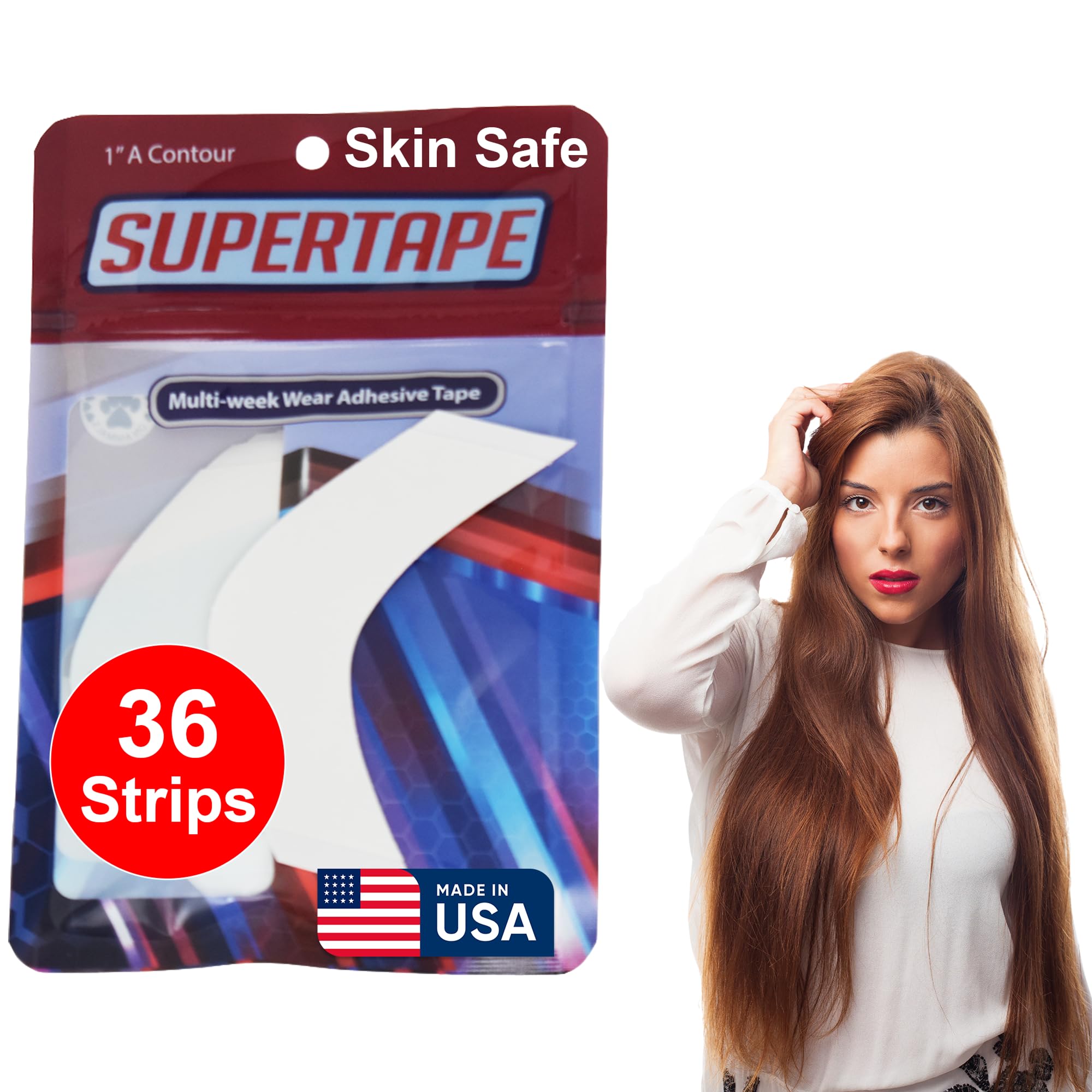 SUPERTAPE Contour A Lace Tape for Wigs Waterproof, Double Sided Hair Tape, Lace Front Wig Tape Double Sided Ultra Strong Hold, Double Sided Hair Tape Adhesive for Hairpieces – 36 Contours