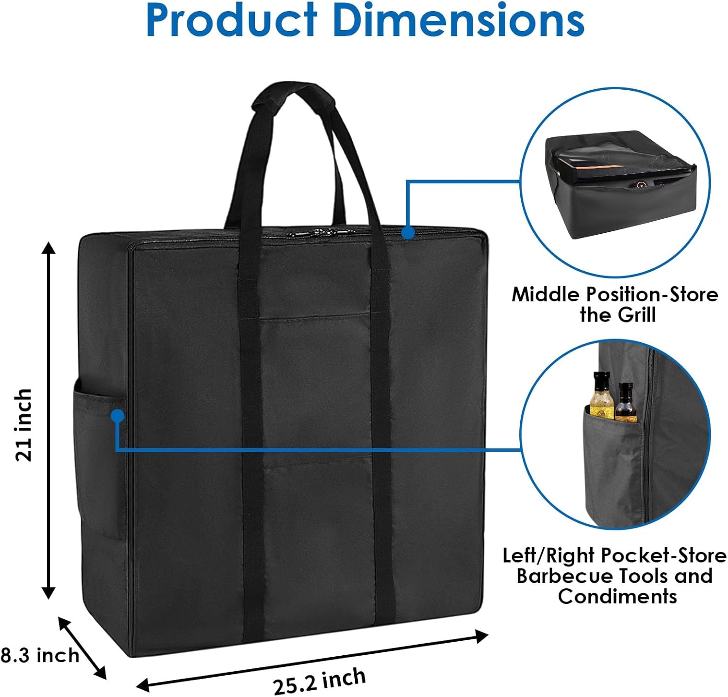 Griddle Carry Bag Fits Blackstone 22 inch Tabletop Griddle, Heavy Duty 600D Waterproof Portable Storage Bag for Travel, BBQ Grill Carry Case