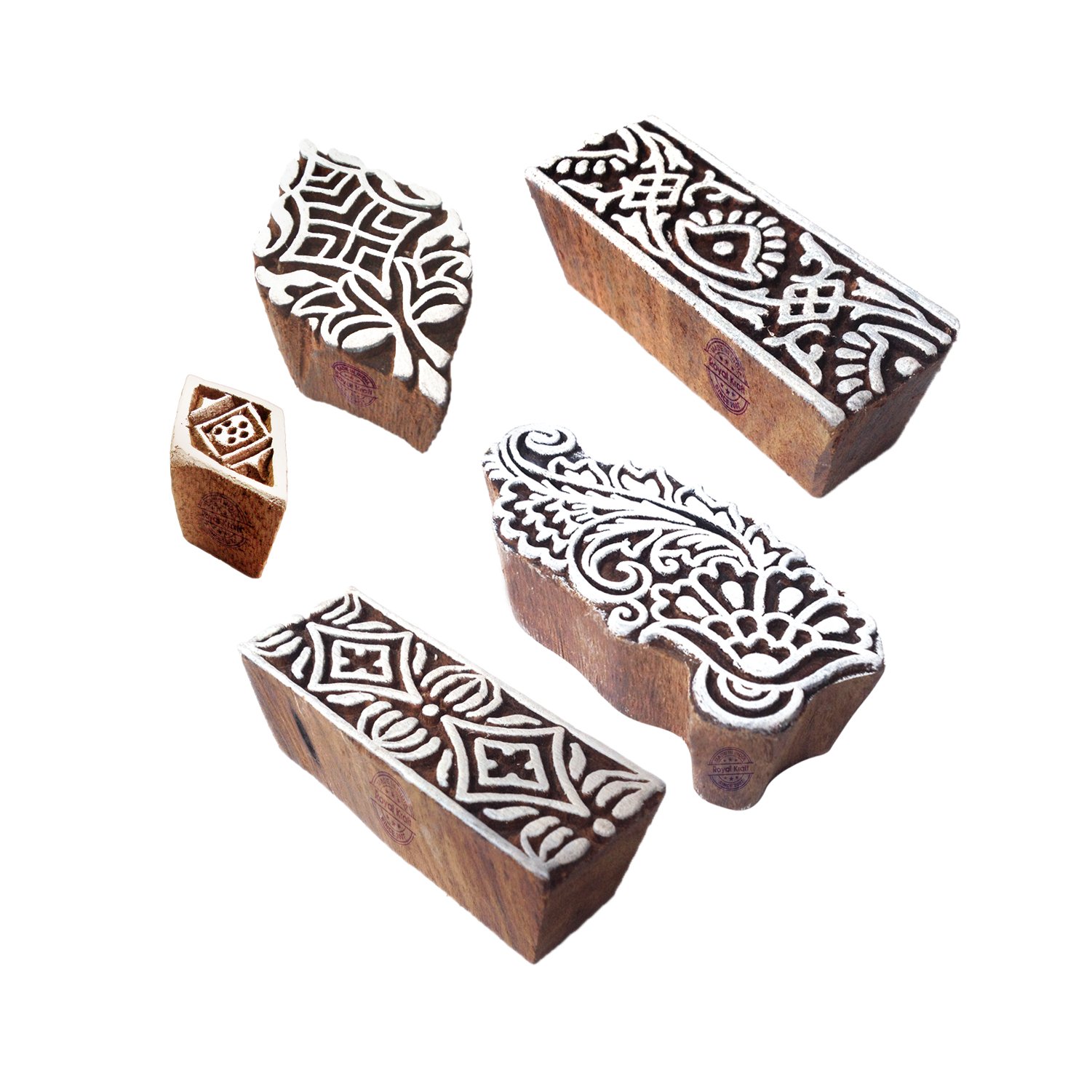 Jaipuri Designs Damask and Border Wooden Block Stamps (Set of 5)
