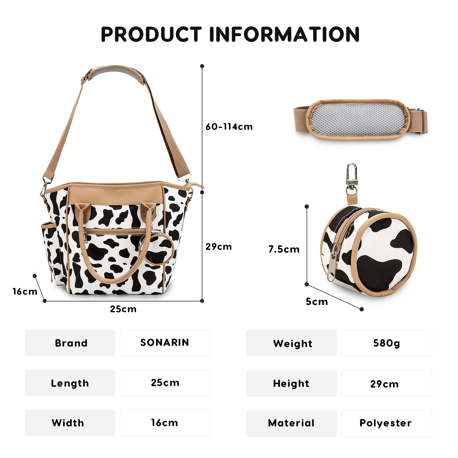 SONARIN Elegante Portatile Borsa Fasciatoio per Neonato,Grande Capacità Borsa per il Cambio Borsa a Tracolla Borsa per Pannolini da Viaggio Impermeabile con Borsa Ciuccio