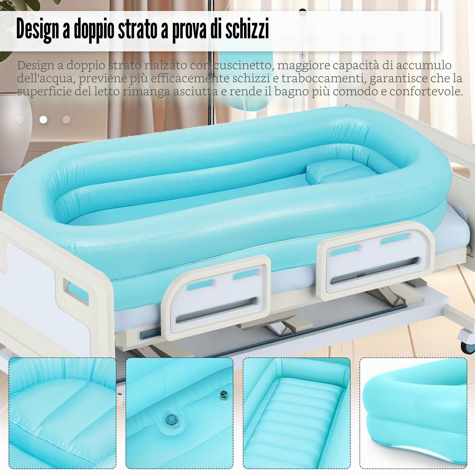 Vasca per Doccia, Vasca da Bagno Gonfiabile, Set Vasca da Bagno Doccia Gonfiabile Medica, Sistema Doccia Portatile sul Comodino, Sistema Doccia con Pompa per Anziani/Disabili/Costretti a Letto