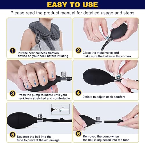 Miniatura 6 de Ensanchador de cuello, dispositivo de tracción cervical, dispositivo de tracción cervical para aliviar el dolor de cuello, soporte inflable