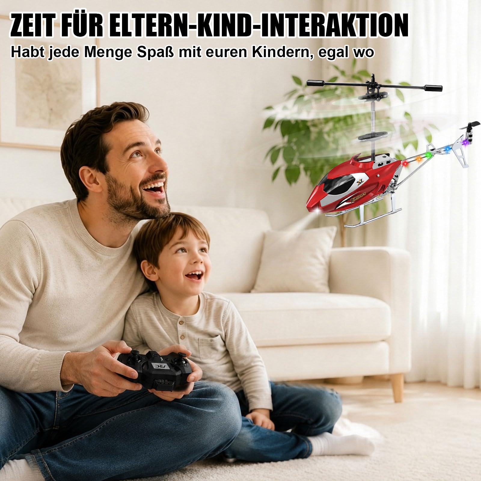 Elicottero RC a doppia testa di ricambio, 2,4 GHz, elicottero telecomandato, 3,5 canali, mantenimento dell'altezza, con strisce LED colorate, giocattolo per ragazzi dai 6 anni in su