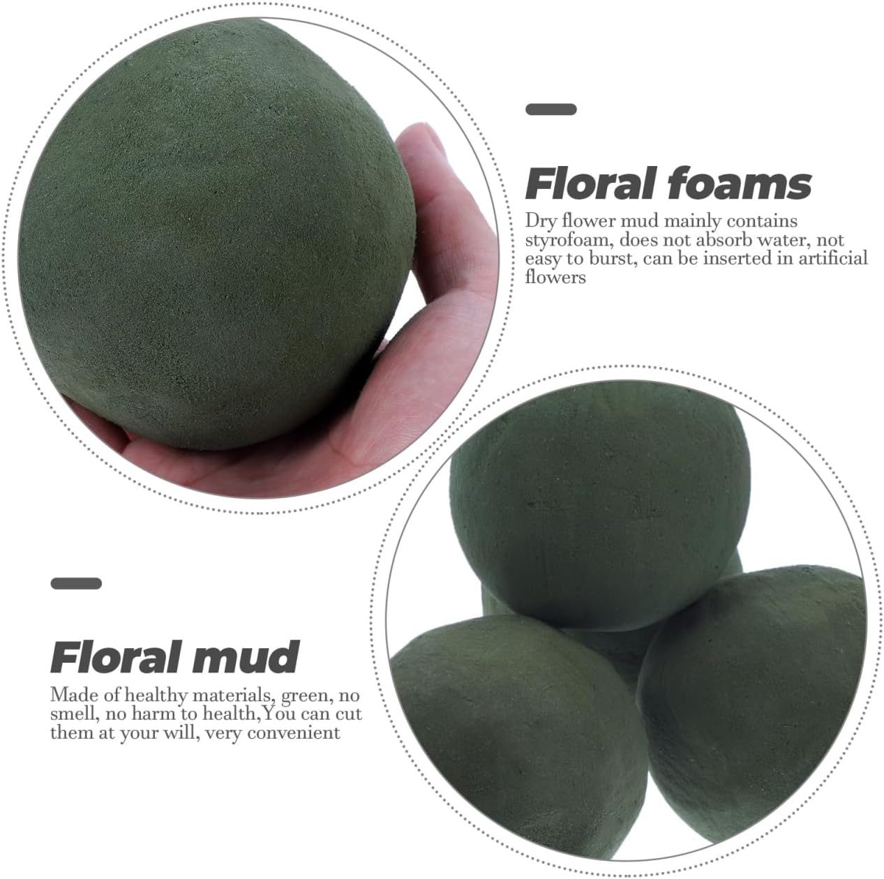 BESTOYARD 6 Pcs 2.36-Inch Floral Foam Flower Clay Board Props for Wedding Bouquet Crafting and Floral Arranging DIY