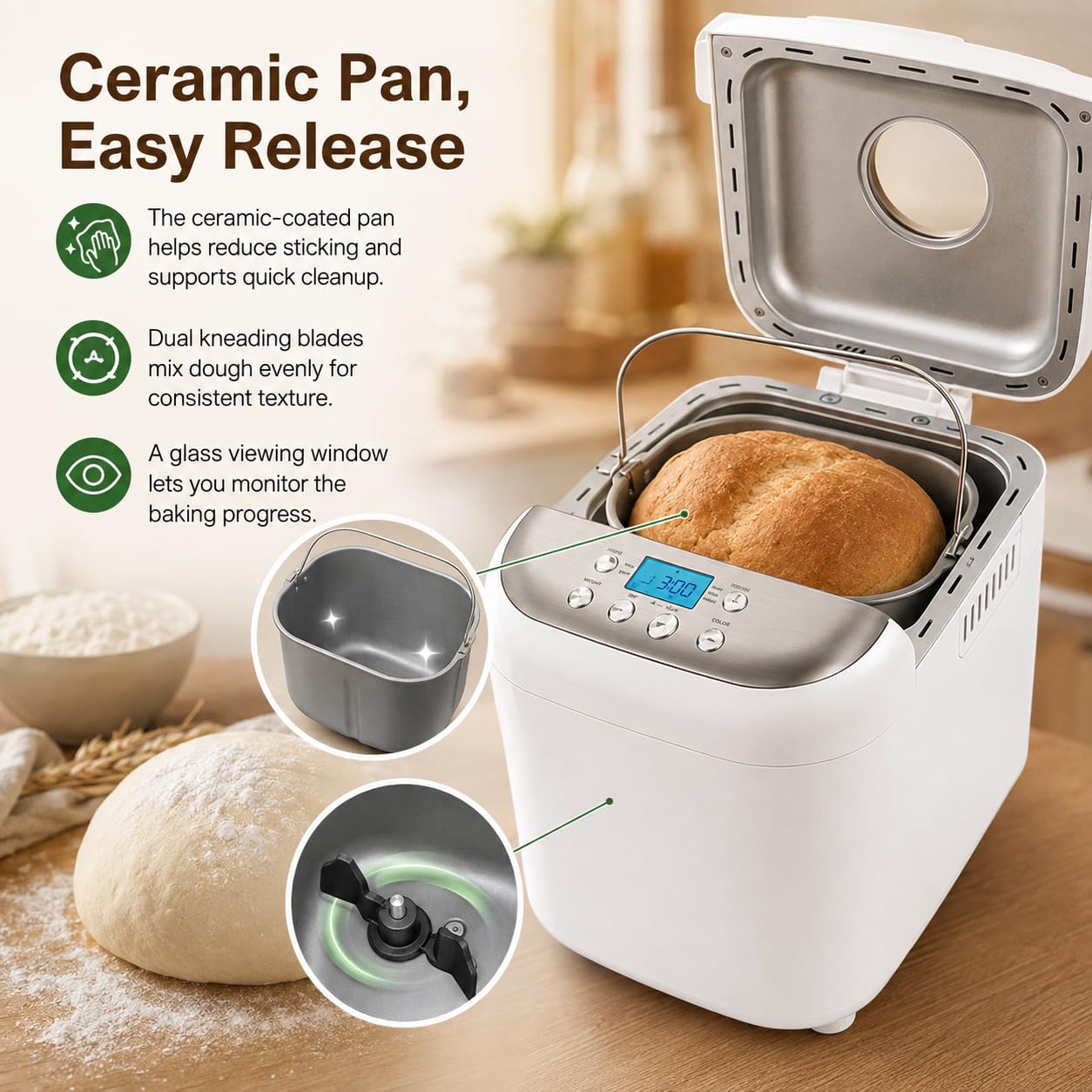 Macchina per il pane digitale programmabile, pagnotte da 1000/1250/1500 g