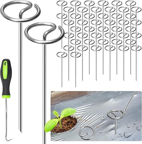 UNIFAMILY Grapas de paisaje de 6 pulgadas, pines superiores circulares de paisaje de calibre 12, 50 grapas galvanizadas para paisaje, estacas de