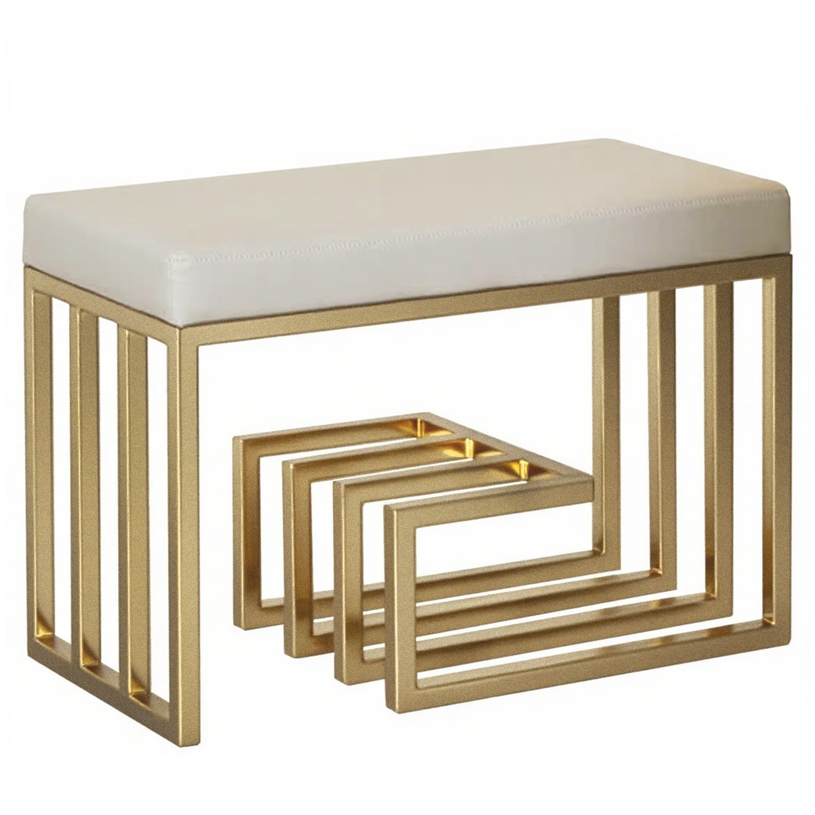 GHFXSCV Stylish Gold Entryway Bench with PU Cushion, Metal Storage nizer, 150kg Capacity, Perfect for Hallway, Bedroom, Living Room - 23.62in/60cm