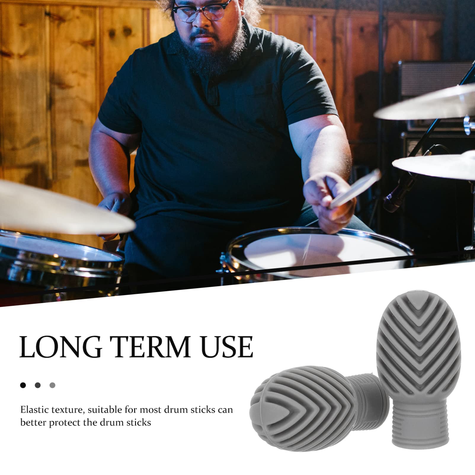 Yardwe 2Pcs Silicone Drum Stick Sleeve Caps Mute Damper for Drum Practice Sound Reduction Fit for Drumsticks for Quiet Practice Sessions