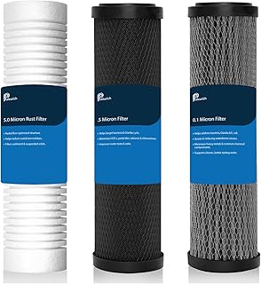 Upgraded 3-Stage RV Water Filter Replacement Cartridges 3 Pack (Rust Guard, Carbon Block, Micro Guard) - Fit for clearsource Ultra Three Canister System, Tool-Free Installation