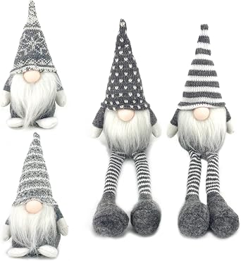 4PCS Needle Christmas Gnome Plush Woven Santa Claus, Handmade, Table Decorations, Home Decorations, Fireplace Decorations, Christmas Decorations Grey Long Legs Mixed