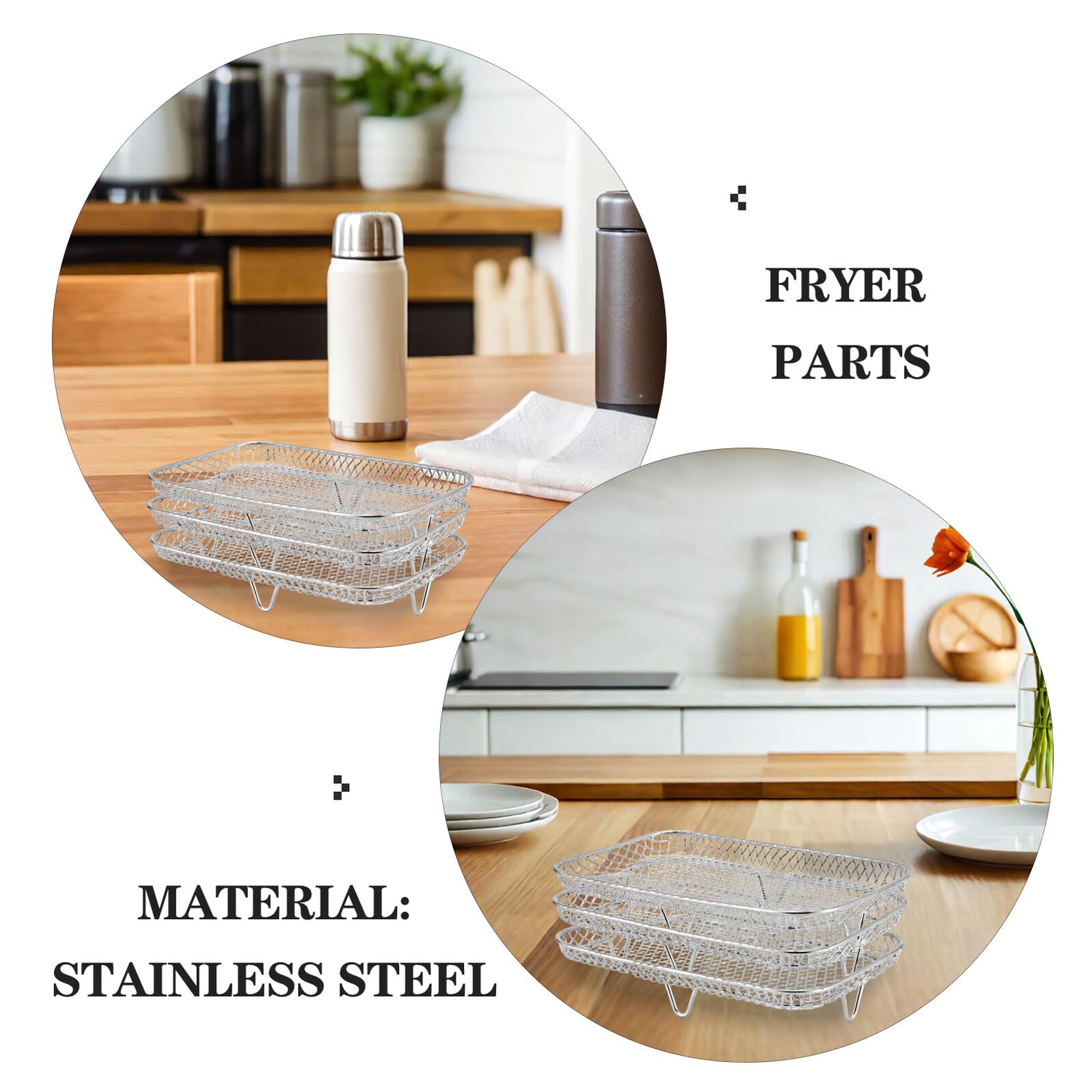 Accessori per Friggitrice ad Aria a 3 Livelli, Set 1 in Acciaio Inox