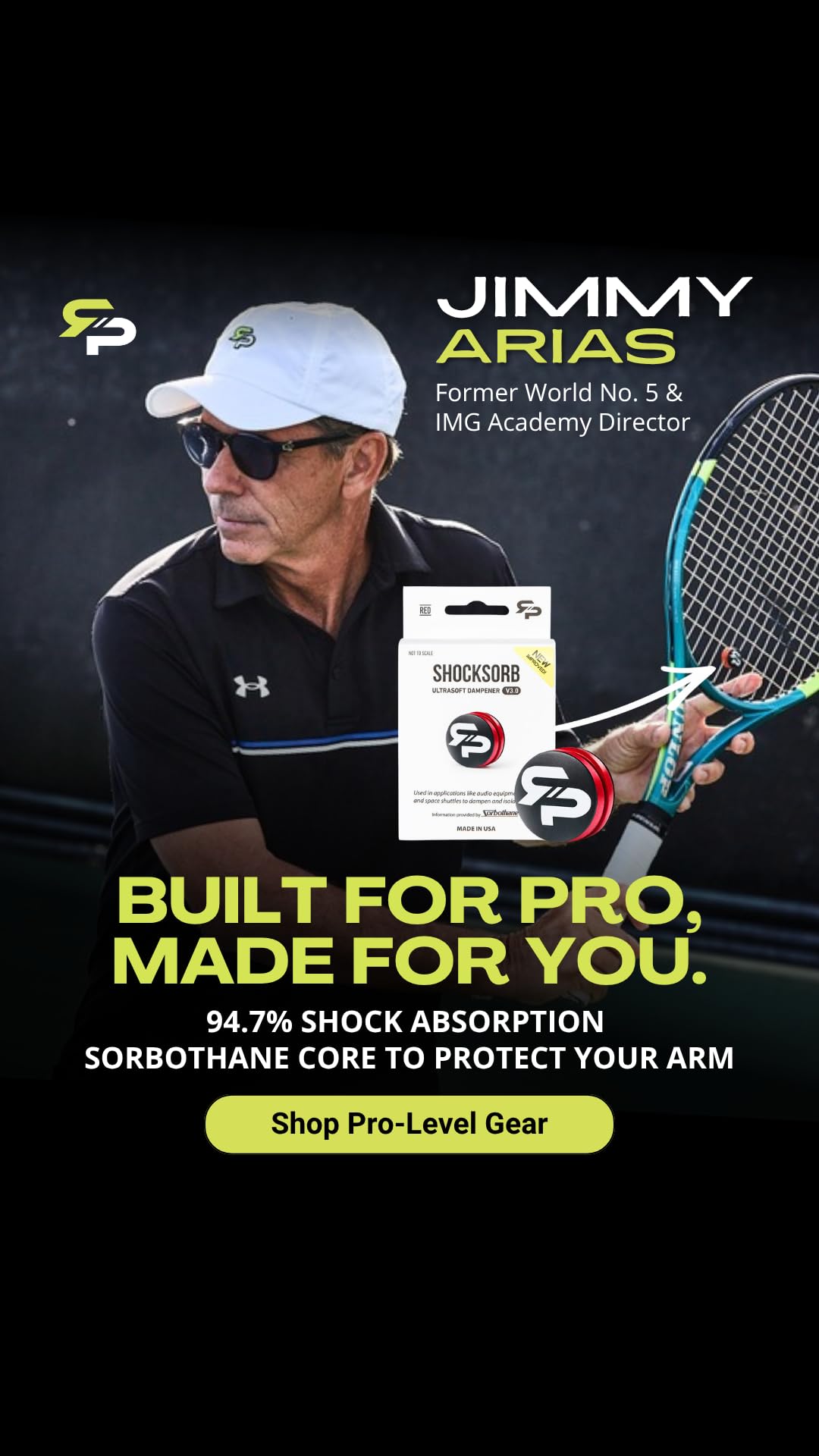 RTP Tennis Racket Vibration Dampener - ShockSorb Original or Ultrasoft V3 The Only Dampener Made for Pain Relief - Handcrafted with Patented Material Sorbothane Made in USA - 1 Pack Limited Warranty