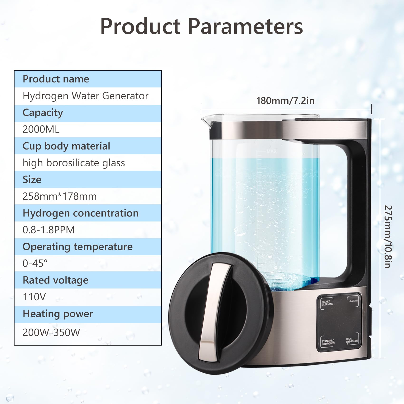 Hydrogen Water Machine Generator | 1800 PPB High Concentration