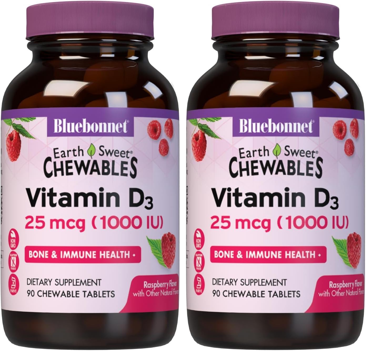 BlueBonnet Nutrition EarthSweet Vitamin D3 1000 IU, 90 Tablets 90 Count (Pack of 2)