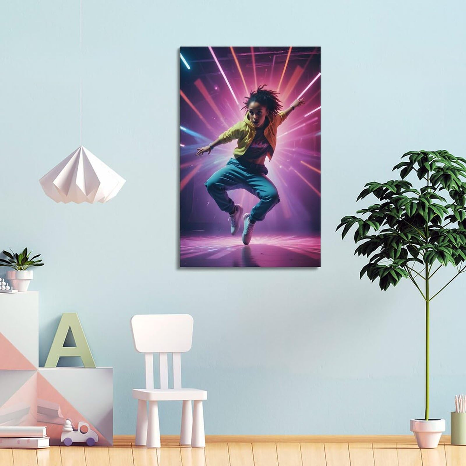 ZLQYHW Poster di danza di strada, hip-hop, ballerina B-girl, decorativo, per camera da letto di famiglia, opera d'arte, 60 x 90 cm