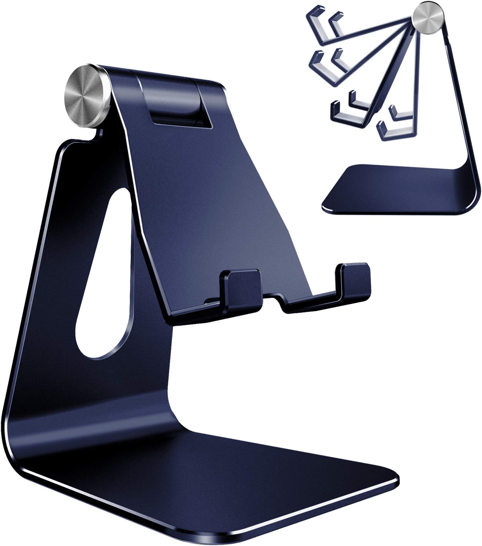 Adjustable Cell Phone Stand, CreaDream Phone Stand, Cradle, Dock, Holder, Aluminum Desktop Stand Compatible With Phone Xs Max Xr 8 7 6 6s Plus SE Charging, Accessories Desk,All Mobile Phones-Navy Blue