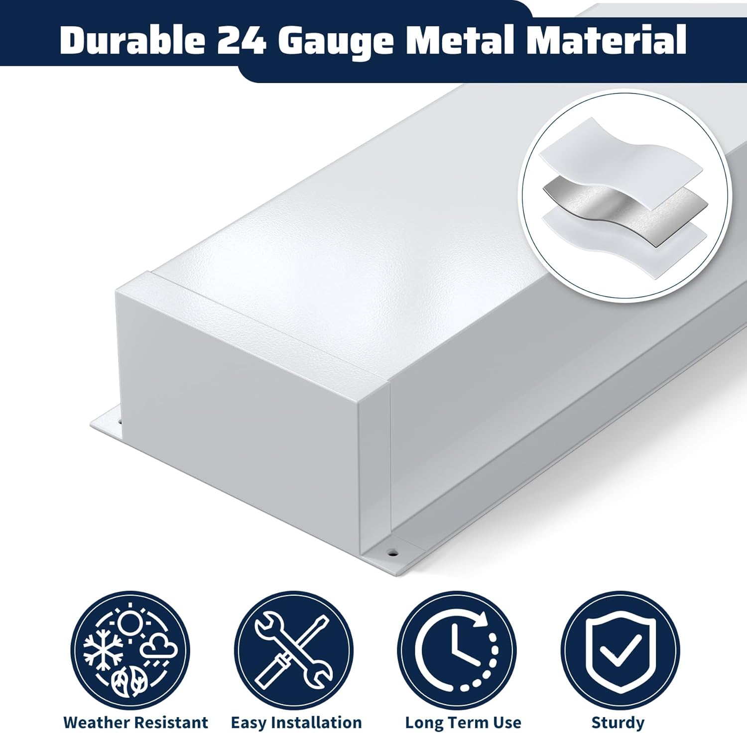 Metal Line Set Cover Kit, 6 x 4 Inch AC Line Covers for Mini Split, Central Air Conditioner & Heat Pump, Universal Fit Mini Split Line Set Cover, Heavy Duty Covers Total Length 6.5Ft (White)