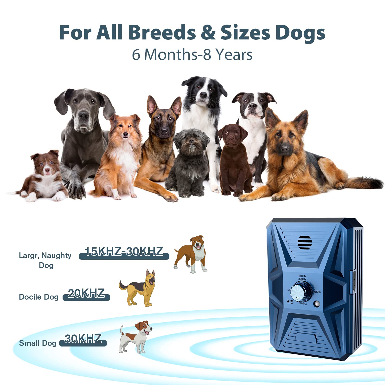 Ahuyentador de Perros, 3 Modos Antiladridos para Perros Ultrasónicos, Impermeable Anti Ladridos para Perros de 33 Pies para Entrenamiento de Perros Grandes y Pequeños al Aire Libre en Interiores