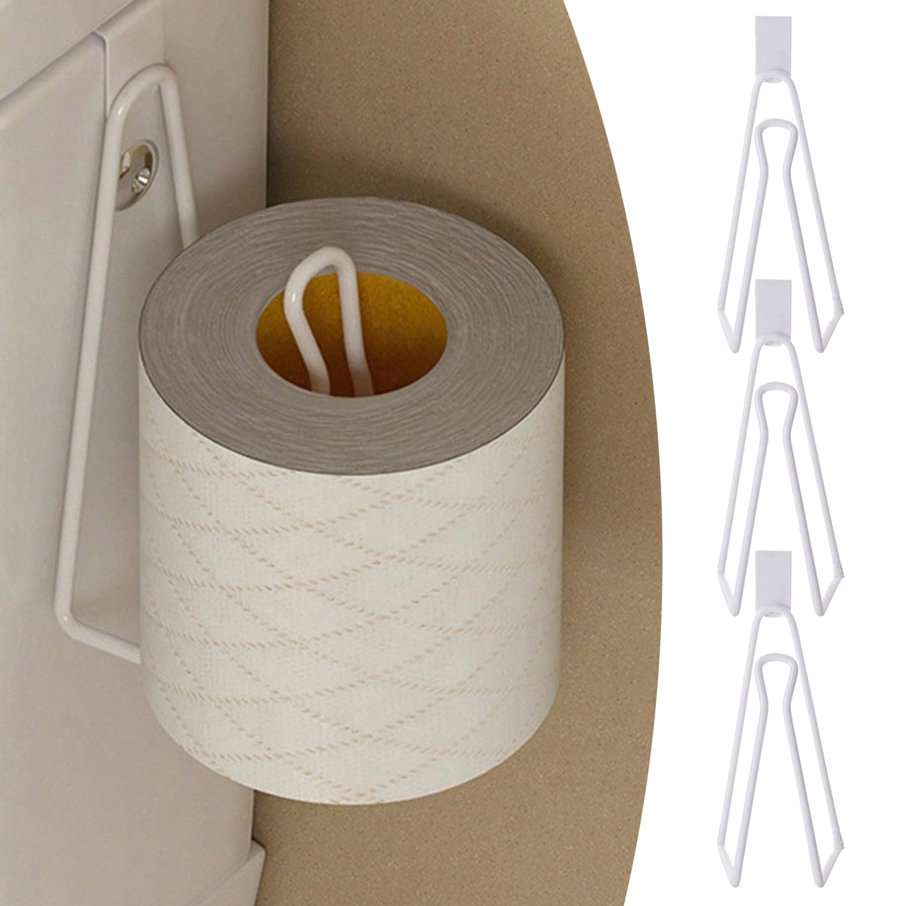 CAKEEYUM Over the Tank Toilet Paper Holder 3PCS Metal Anging Toilet Paper Holder Space-Saving Storage for Bathroom Kitchen Over the Tank, Wall, Hangi