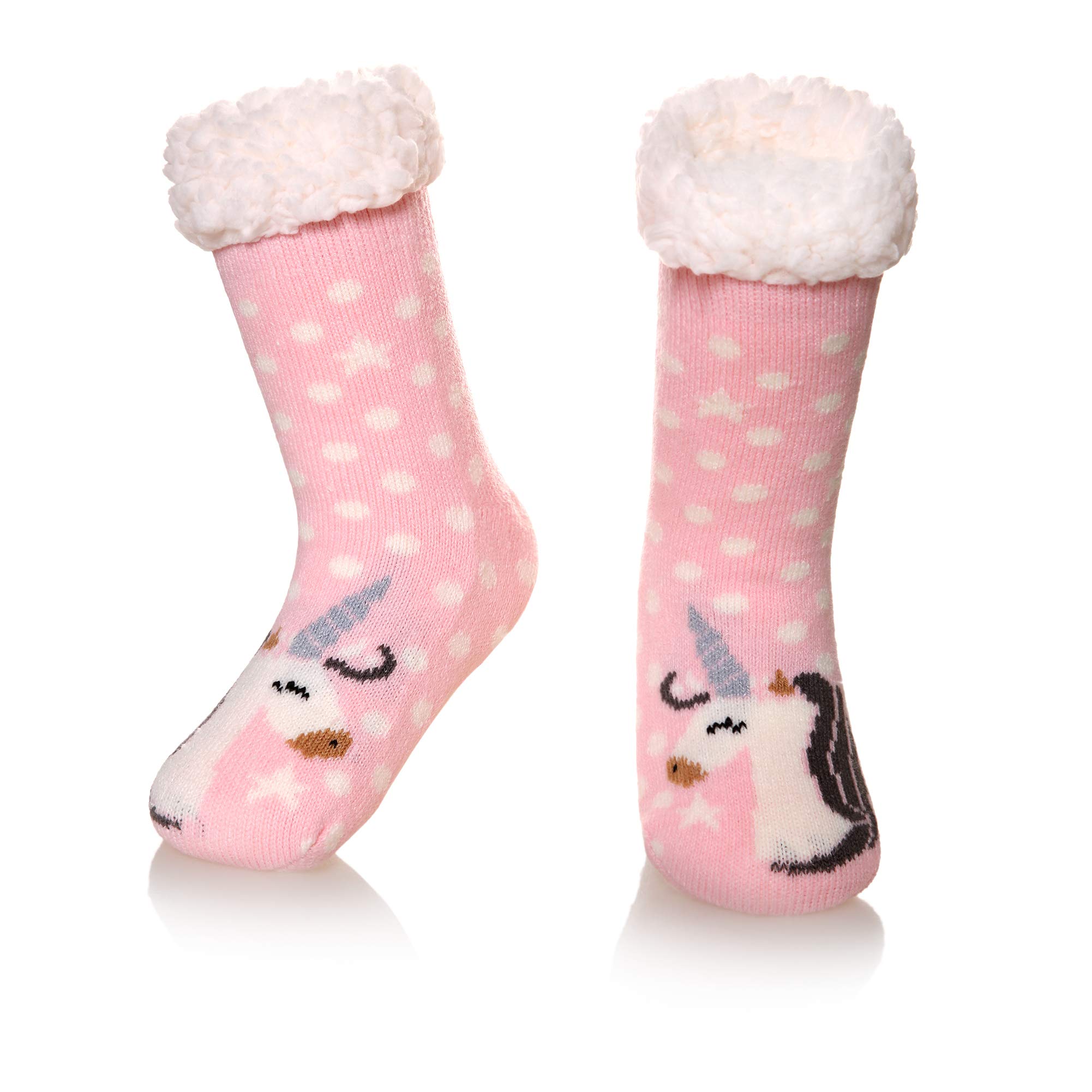 Kids Boys Girls Warm Slipper Socks Cute Animal Soft Thicken Winter Thermal Fleece Fuzzy Non-Skid Children Home Socks