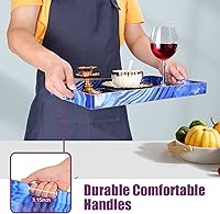 Vista 10 de Gifturbo Bandeja negra para servir, bandejas decorativas de mármol con asas, bandeja de mesa auxiliar, bandejas de plástico rectangulares otomanas