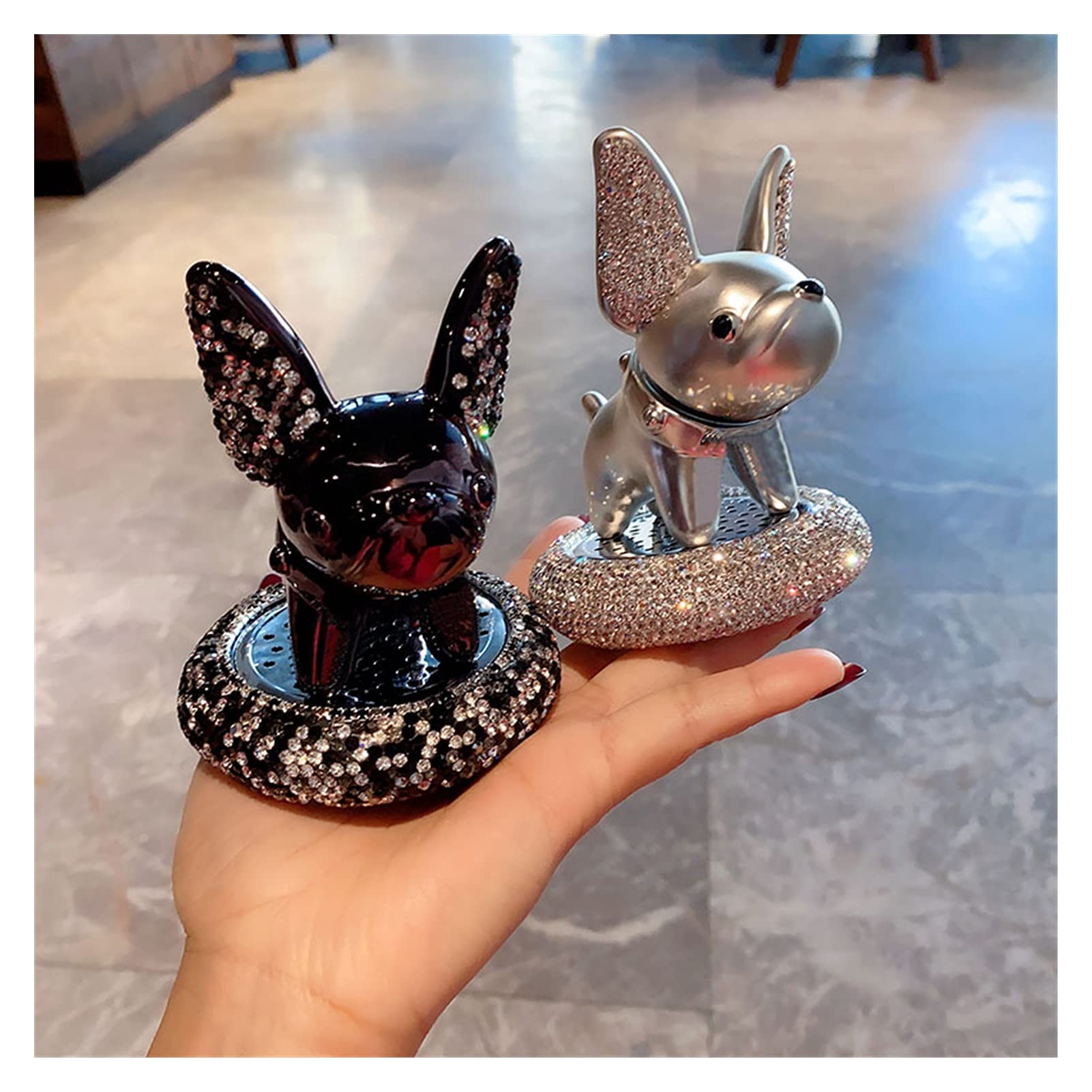 Persönlichkeit Auto Innendekoration Ornamente Cartoon Netter Haustier Glücklicher Hund Auto Parfüm Diamond In-Car Center-Konsole-Zubehör (Color Name : A Black)