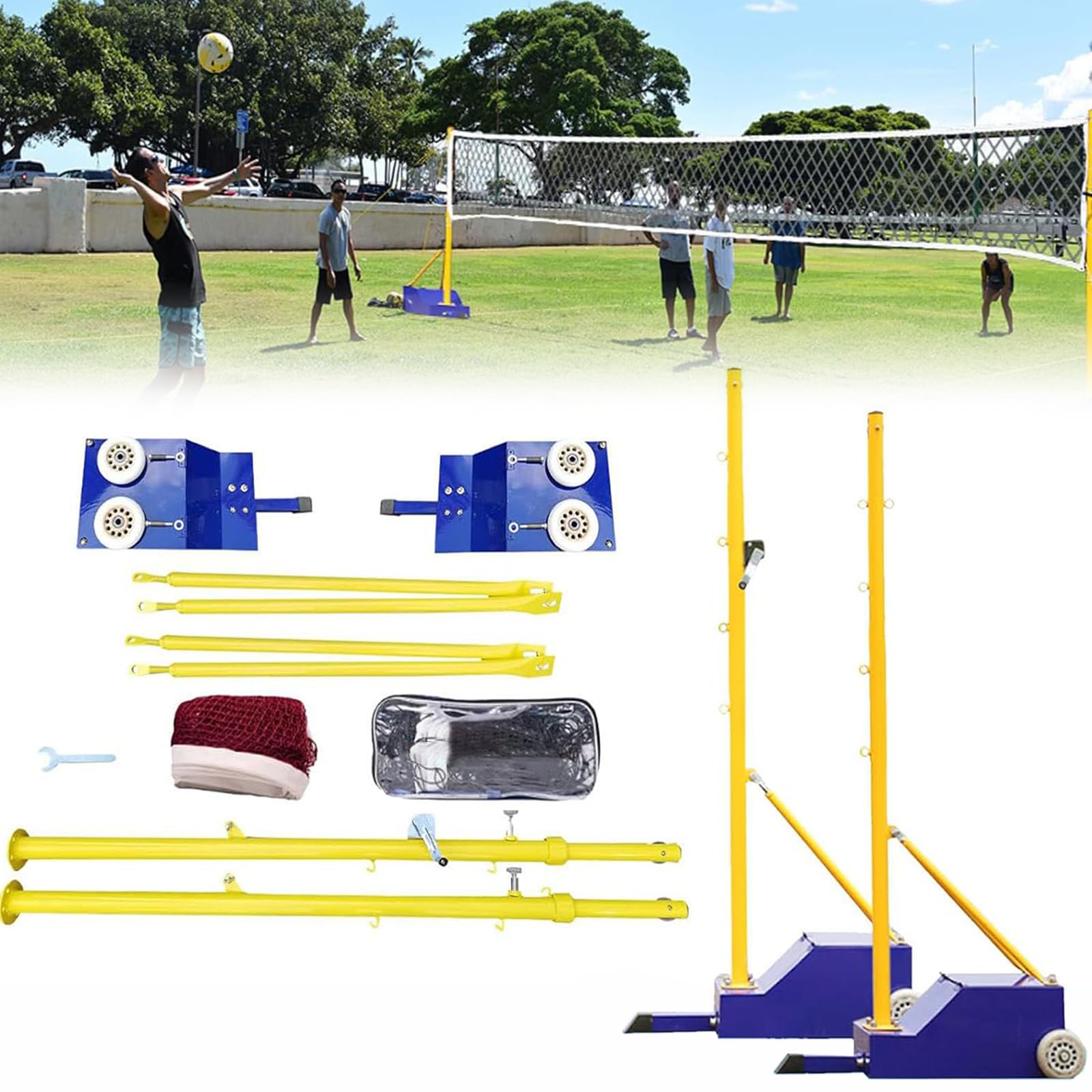 Filet de volley-ball pour jardin réglable en hauteur pour jouer en famille dehors