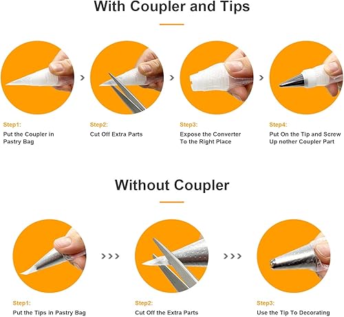 Miniatura 5 de Tamodan Bolsas de pastelería 100 piezas y 16 pulgadas sin botones, bolsas de pastelería extragruesas desechables, bolsas de pastelería