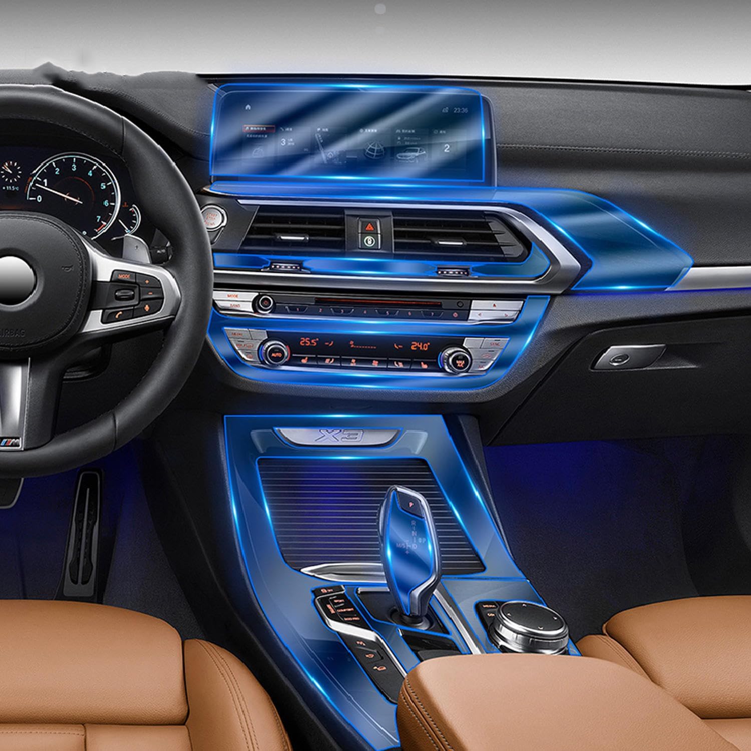 LAVIYE Car Interior Center Console Transparent TPU Protective Film Anti-Scratch Repair Film Refit,for BMW G01 G02 F25 F26 X3X4 2011-2021