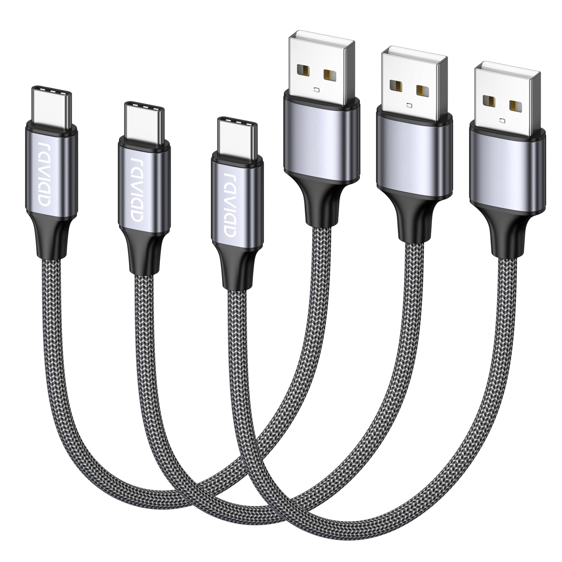 RAVIAD Cavo USB Type-C [3Pezzi, 0.5m] Cavo USB C Ricarica Rapida 3A QC 3.0 | Nylon Intrecciato Cavo Ricarica USB C per Samsung Galaxy S25/ S24/ S23/ S22, iPhone 17 16 15 Pro Max Plus, P60 P50, Pixel