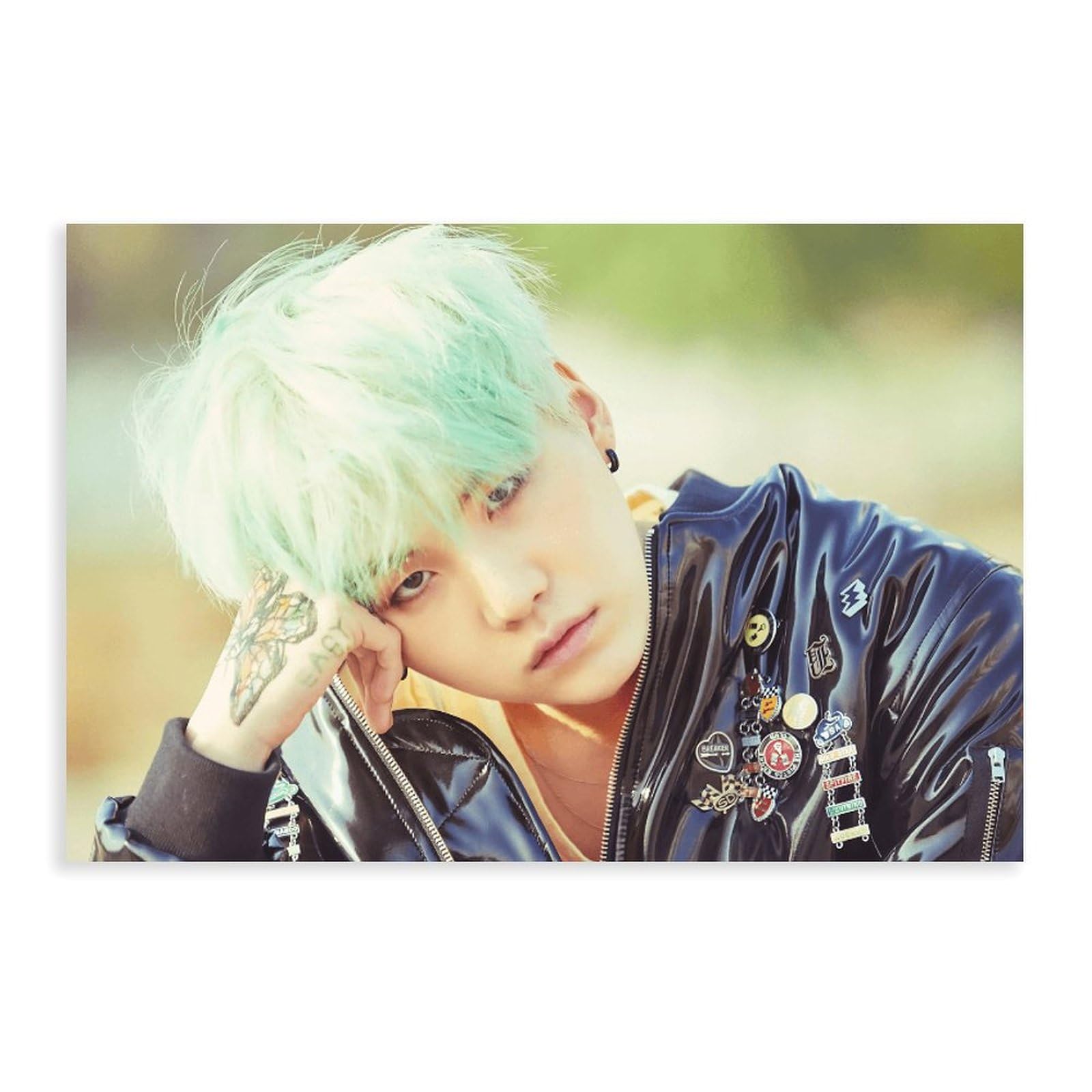 SHGJE K-POP BTS Suga Poster (2) Canvas Poster Wall Art Decor Print Picture Paintings for Living Room Bedroom Decoration 12x18inch(30x45cm)