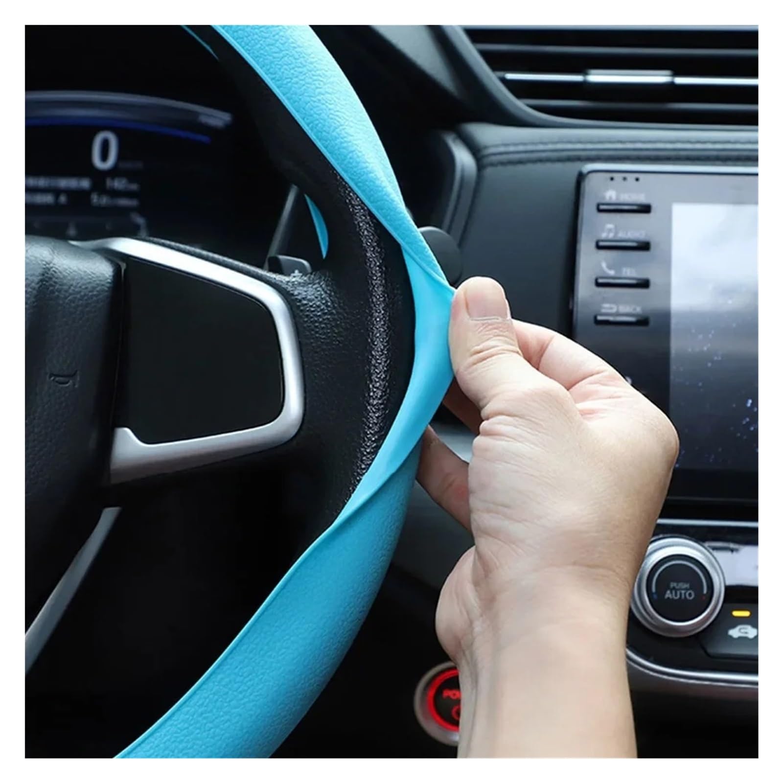 Funda Volante Decoración De Coche Accesorios DIY Cubierta De Silicona para Volante De Coche Cubierta De Guante Elástica Universal De Verano Textura Suave Protector De Volante(Sky Blue)