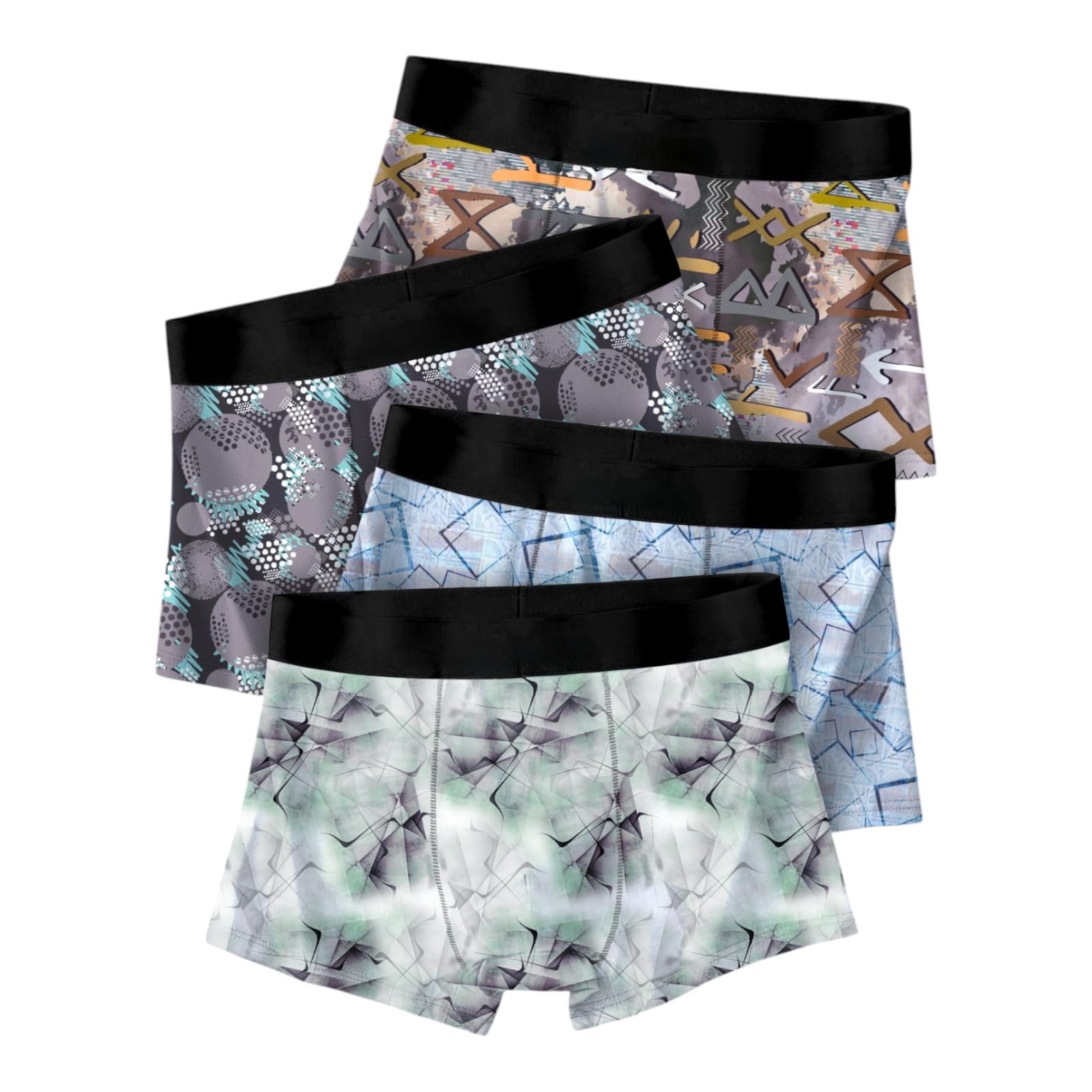 Men's Cotton Blend Printed Stretch Trunks Pack of 4 Soft Breathable Regular Fit with Elastic Waist Flexible Fabric Everyday Comfort Multipack-picture-40