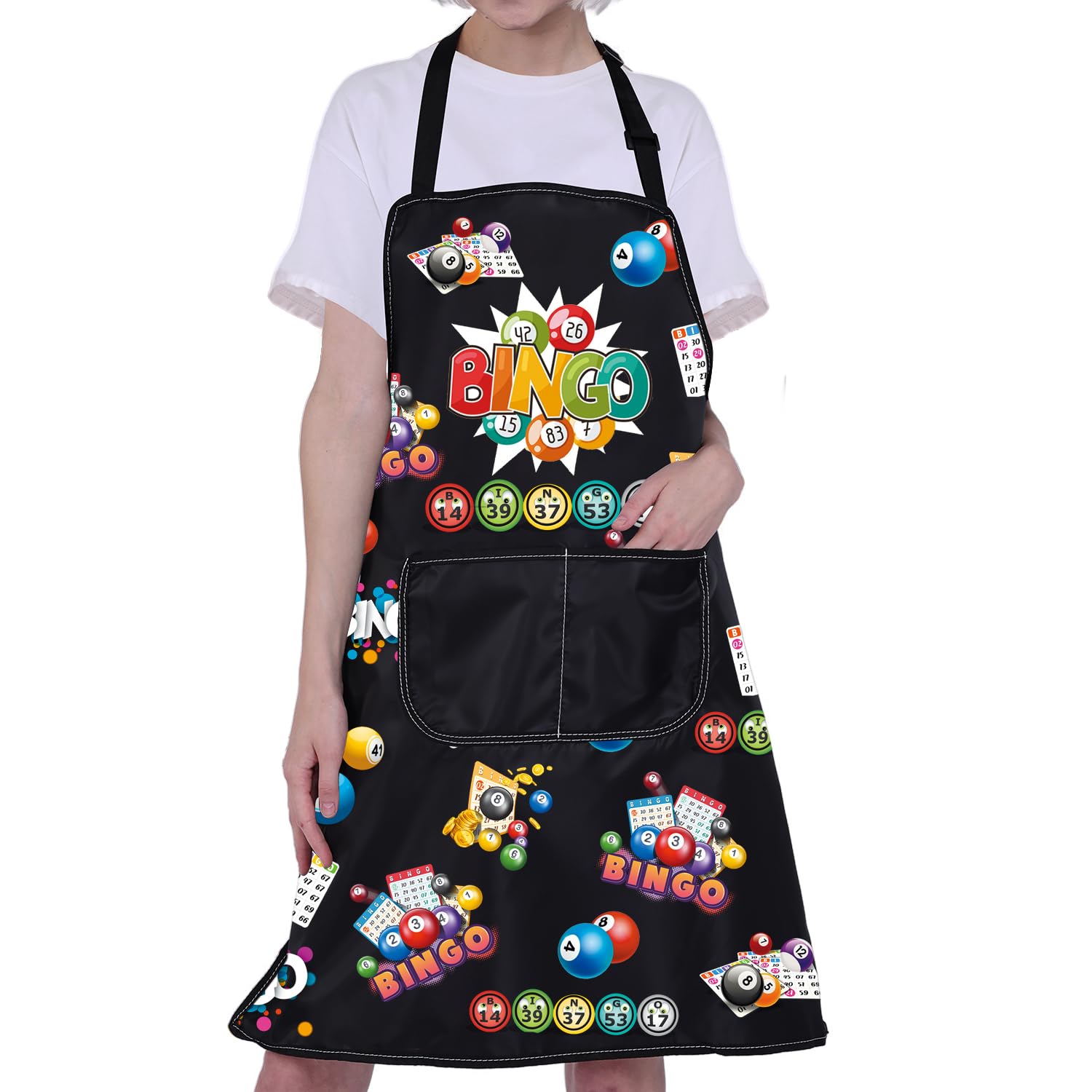 BNQL Bingo Lover Gifts Bingo Apron Bingo Gifts for Women Men Bingo Kitchen Cooking Apron with Pocket Bingo Player Gifts (Bingo Apron)
