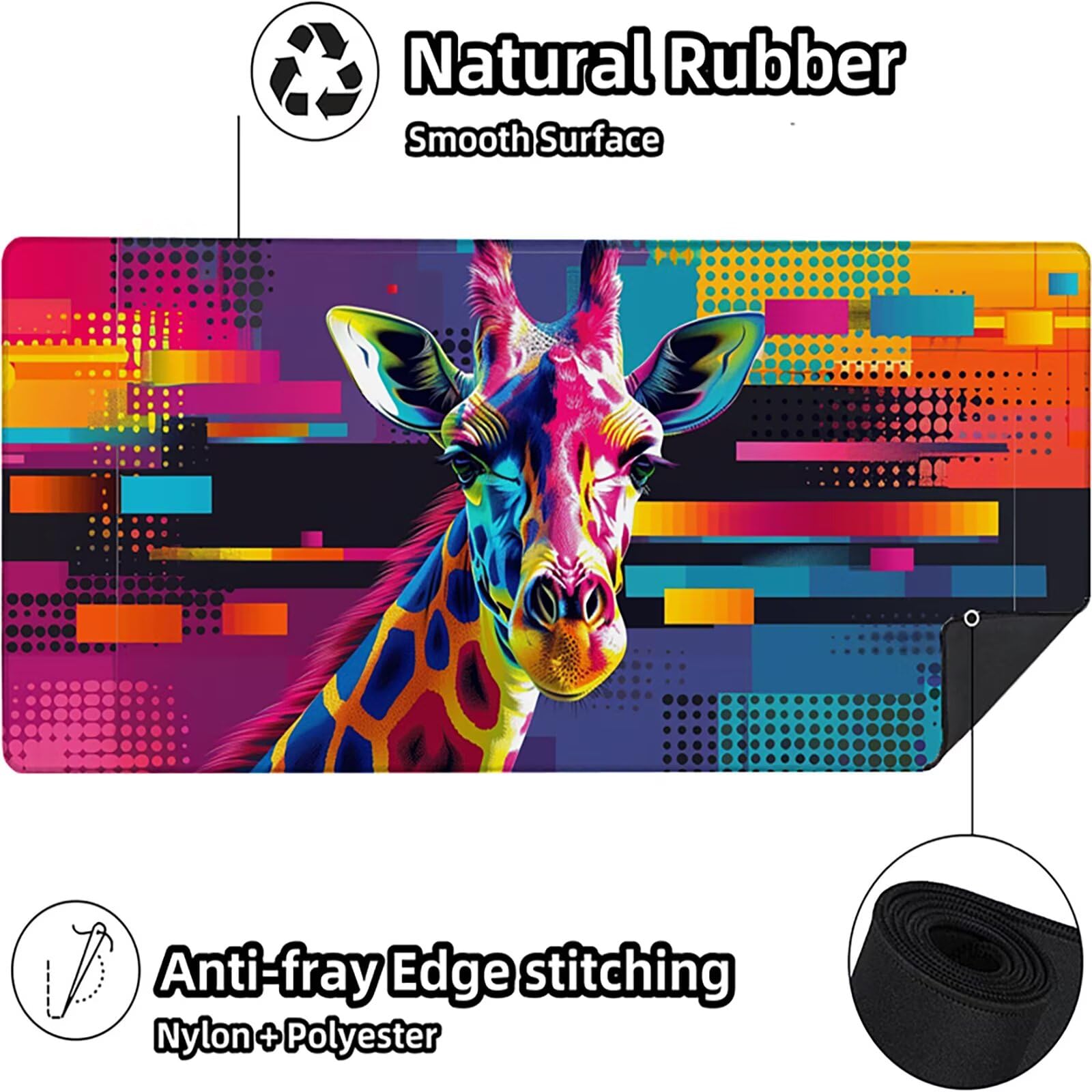 Jirafa Alfombrilla Ratón Gaming XXL 1500x800 mm, Alfombrilla Gaming Color Mousepad con Base de Goma Antideslizante, Impermeable Desk Mat para Teclado y Raton, Accesorios Gaming, Regalos de Hombre 9-Q