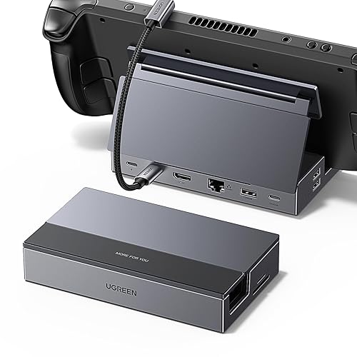 UGREEN Steam Deck Dock 9-in-1 USB C Docking Station with Foldable Stand, 4K@60Hz HDMI, Gigabit Ethernet, PD 100W, 10Gbps USB A&C 3.2, TF/SD Compatible with Steam Deck, Rog Ally, Rog X, Legion Go etc.