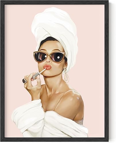 Haus and Hues Arte de pared enmarcado rosa, arte de pared de Audrey Hepburn, decoración de pared glamorosa, decoración de pared de imágenes rosas,