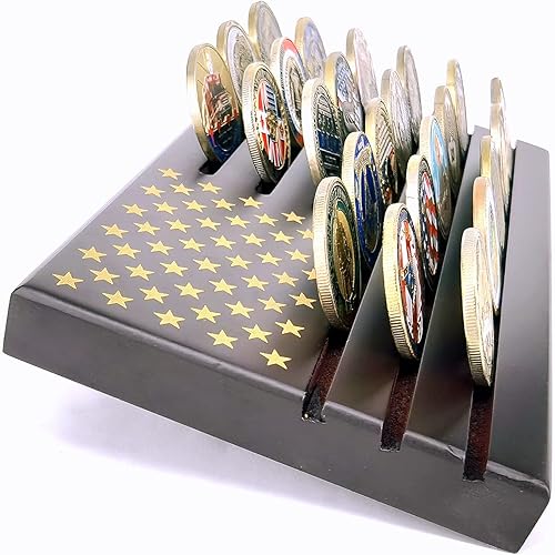 Miniatura 6 de Joygulls Soporte de monedas de 6 filas, soporte de exhibición de monedas de desafío militar estadounidense con capacidad para 36-40 monedas